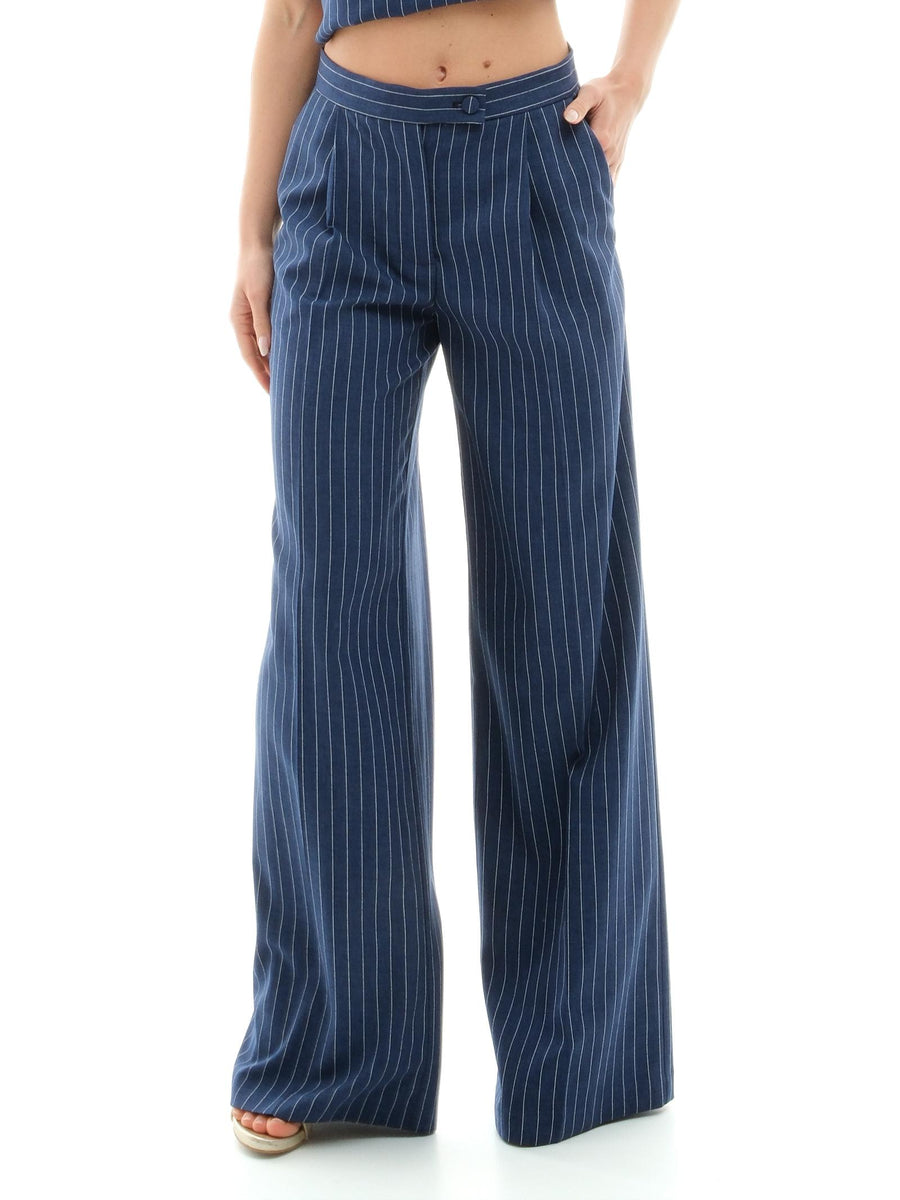 Pantalone a palazzo Bohemian Vì blu con pinces PA148 BLUE Bohemian V 