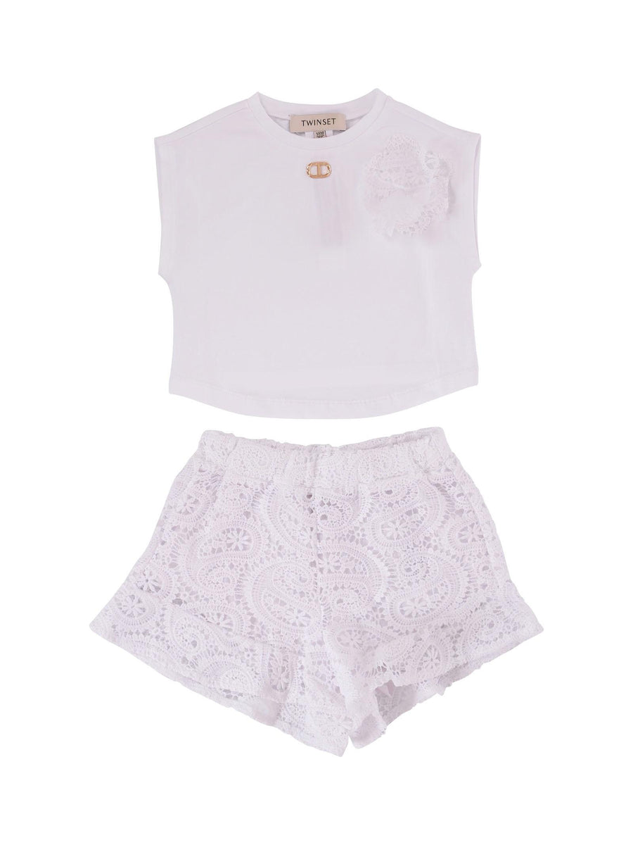 Completo Twinset bianco con ricami in pizzo 251GJ2QR7 00808 Twinset 