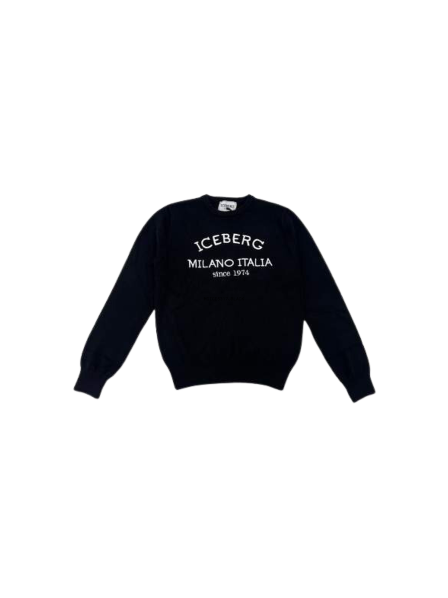 Maglione Iceberg nero "Iceberg Milano Italia 1974" a contrasto MGICE5317J BLACK Iceberg 