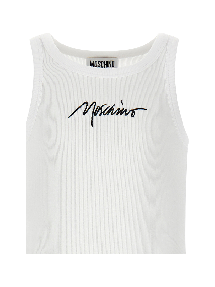 Canotta Moschino bianca con logo in corsivo HDM06M 10101 Moschino 