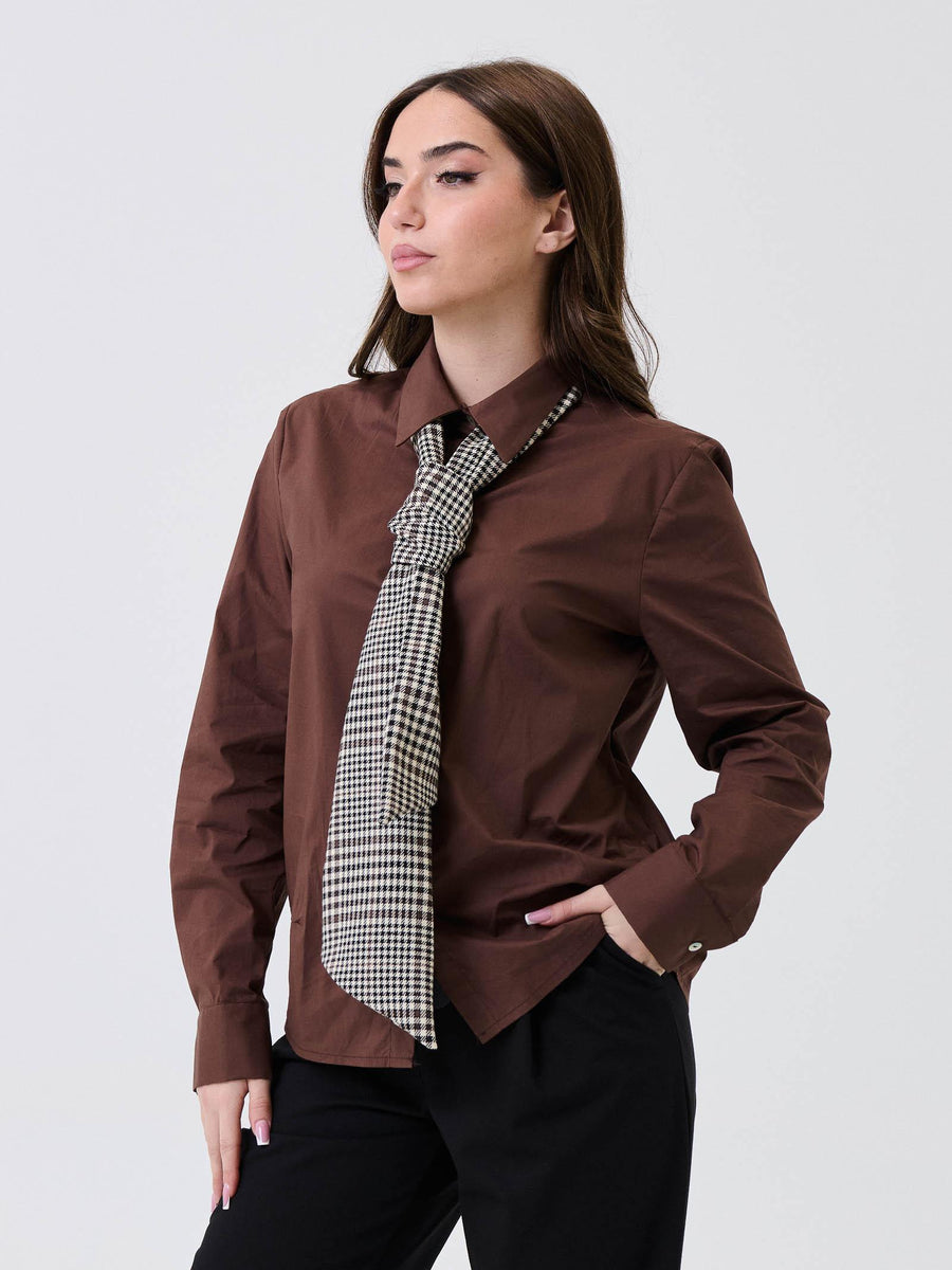 Camicia Armoire moro con cravatta fantasia check 3120 MORO Armoire 