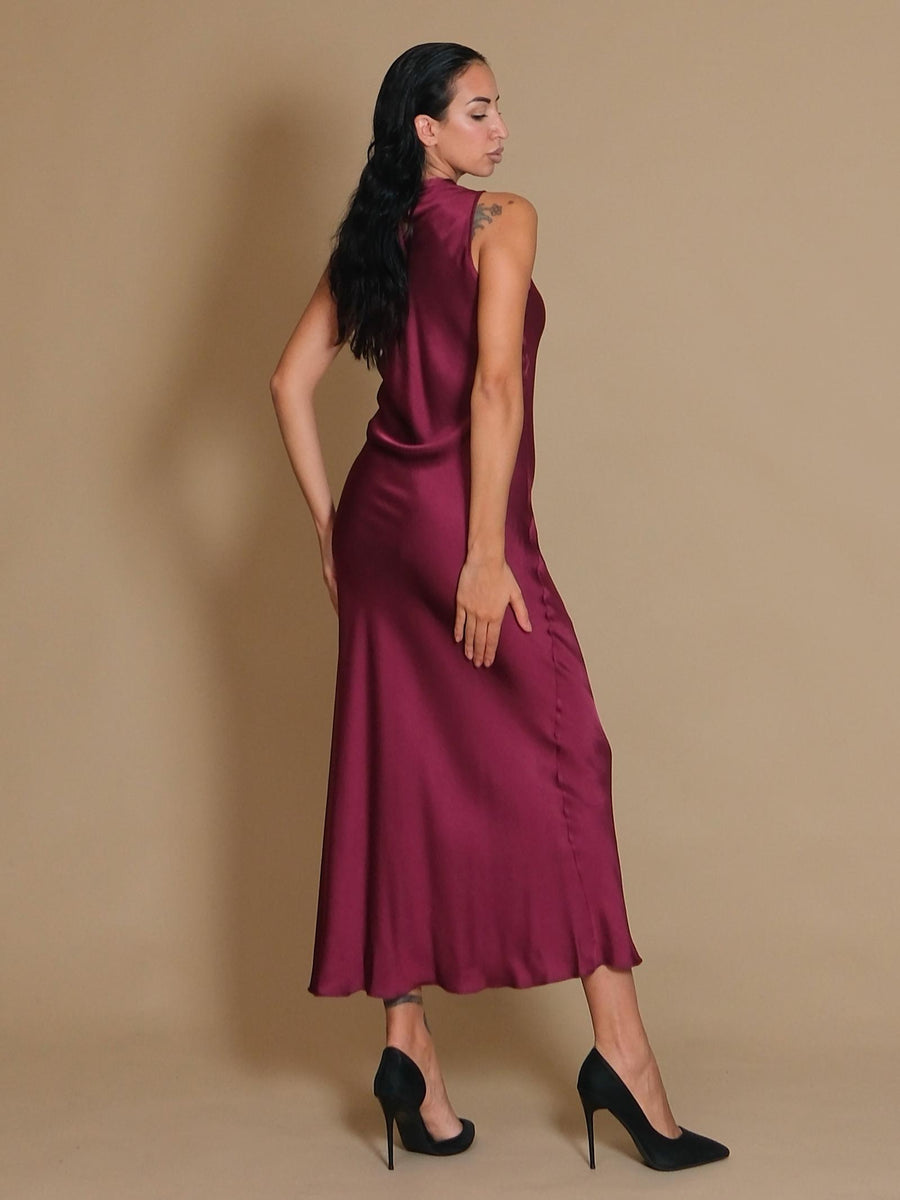 Abito lungo giromanica Armoire bordeaux in viscosa FB806A GINGER Armoire 