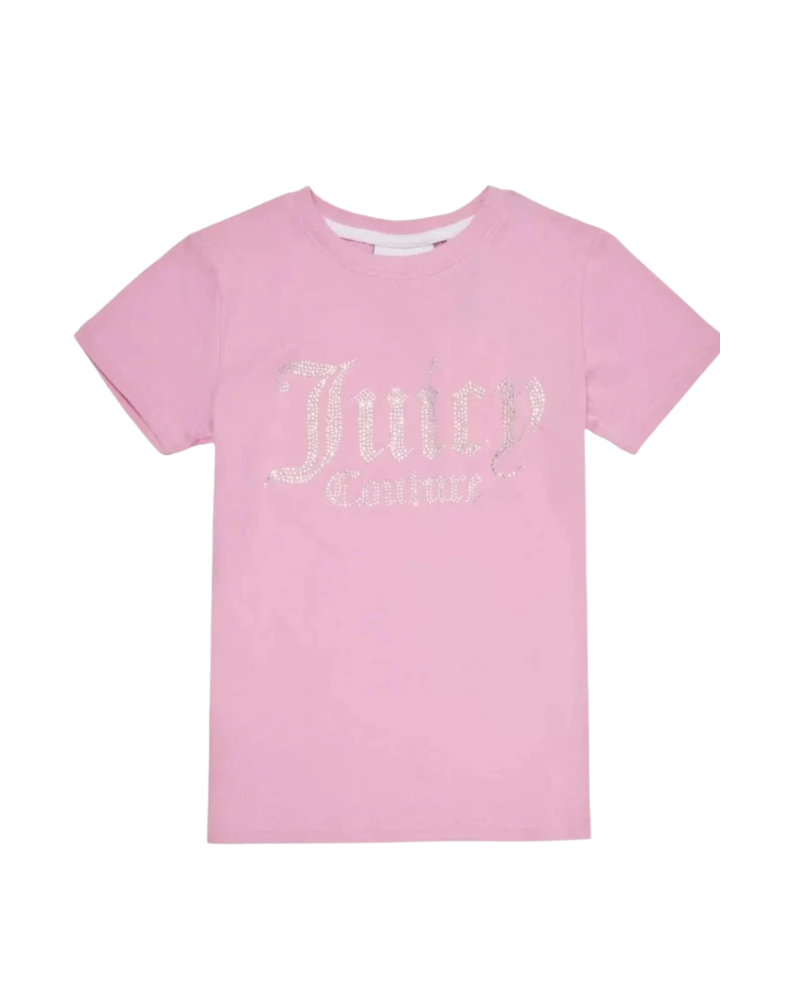 T-Shirt Juicy Couture rosa con logo in strass JBX6409 F89 Juicy Couture 