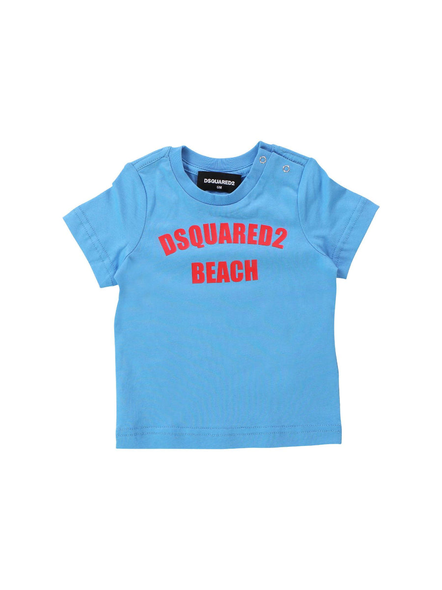 T-shirt blu con stampa logo rossa DQ2345 DQ826 Dsquared 