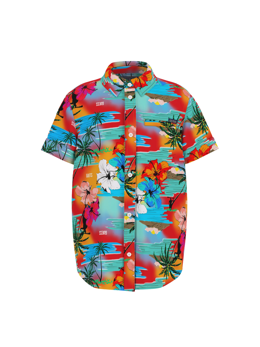 Camicia Guess multicolore con stampa palme N5GH02WG5V0 P8FY Guess 