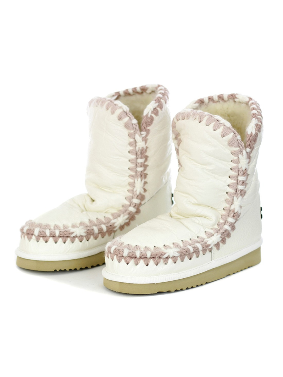 Mou Eskimo 24 cm Overstitching in pelle increspata bianca FW101075C WXWHI Mou 