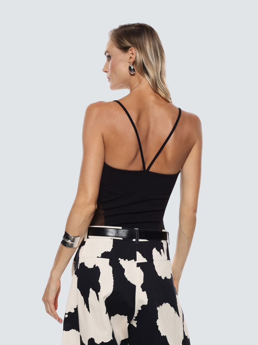 Body con spalline Imperial nero con pannelli laterali in rete B264KHG NERO Imperial 