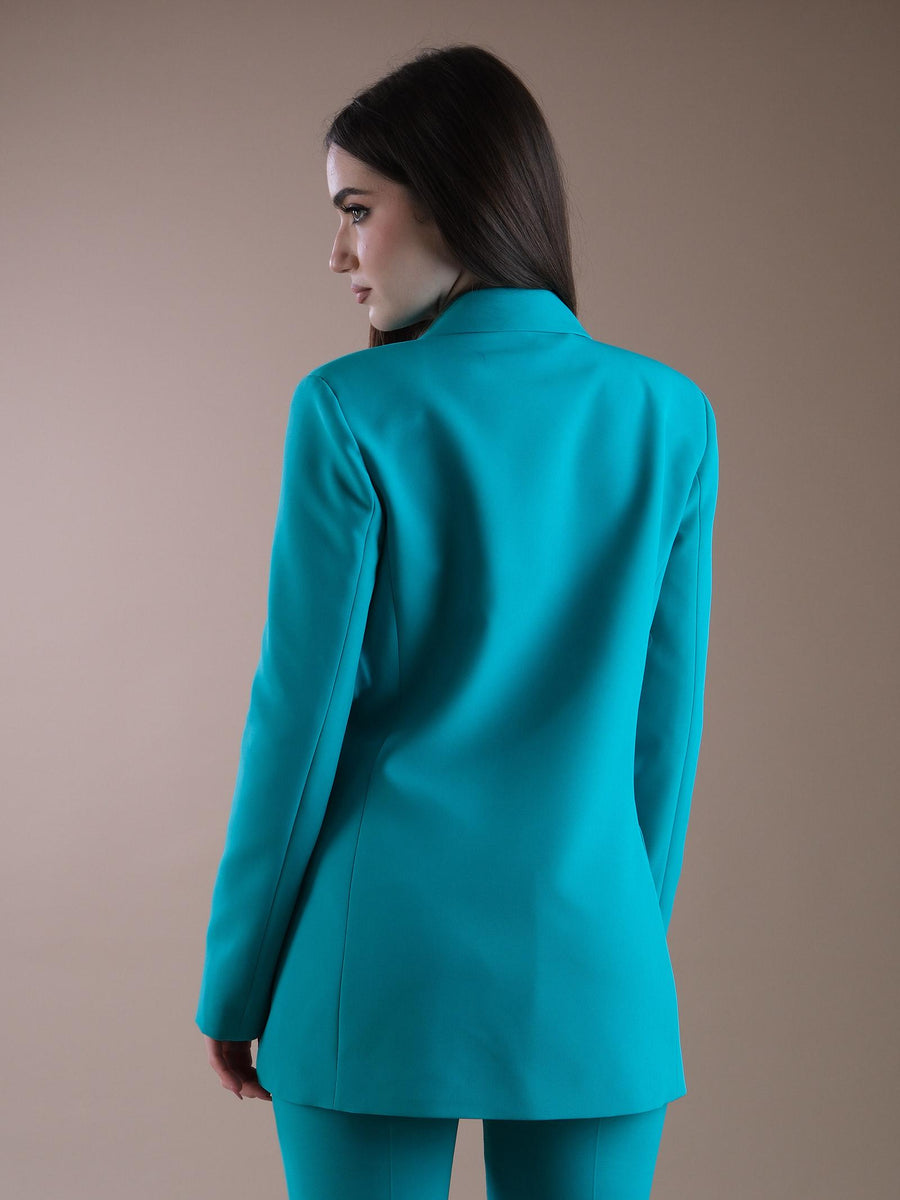 Giacca doppiopetto verde pavone CFC0117714003 B520 Rinascimento 