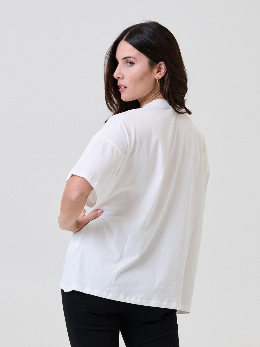 T-Shirt Vicolo bianca con stampa bassotto RF0420 UNI Vicolo 