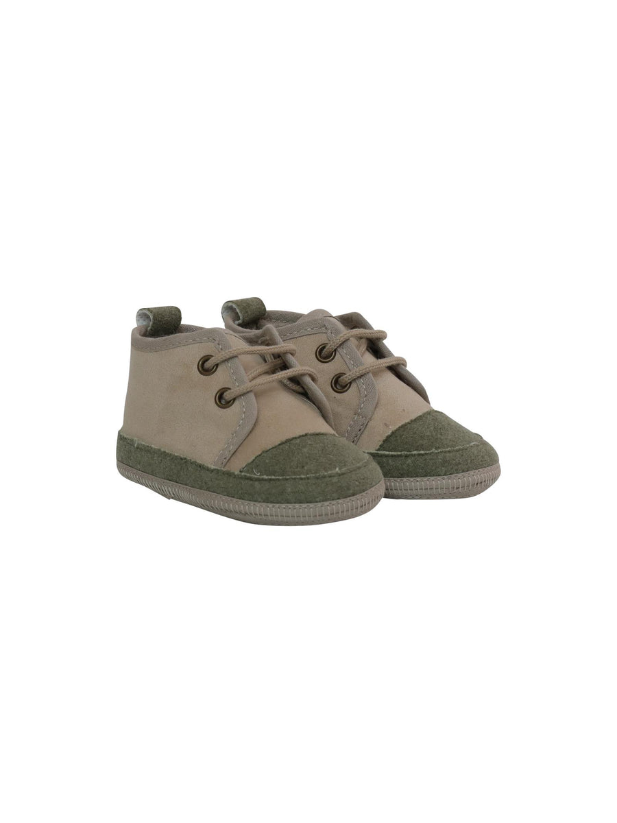 Scarpe da culla beige e verde oliva IF51SC C386OL Marlù 