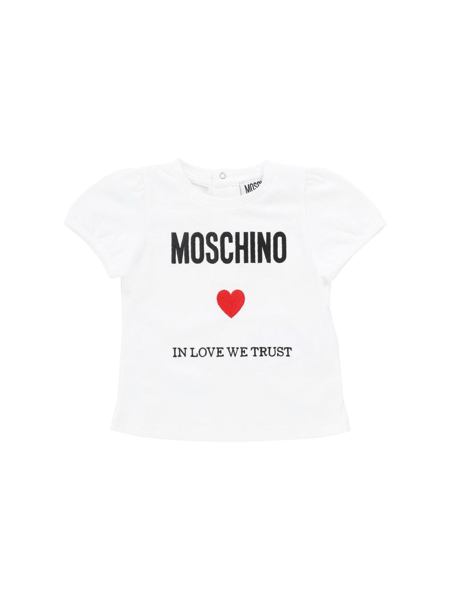 T-shirt bianca In love we trust MDM03DLAA22 10101 Moschino 
