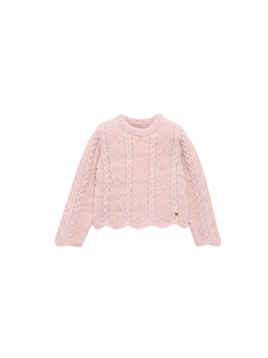 Maglione traforato Abel & Lula rosa con fondo smerlato 5829 Petalo Abel & Lula 