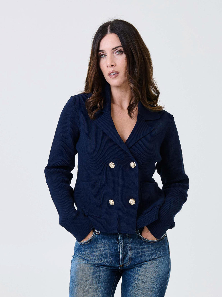 Cardigan doppiopetto Kontatto blu con bottoni gioiello 3M0939C BLU kontatto 