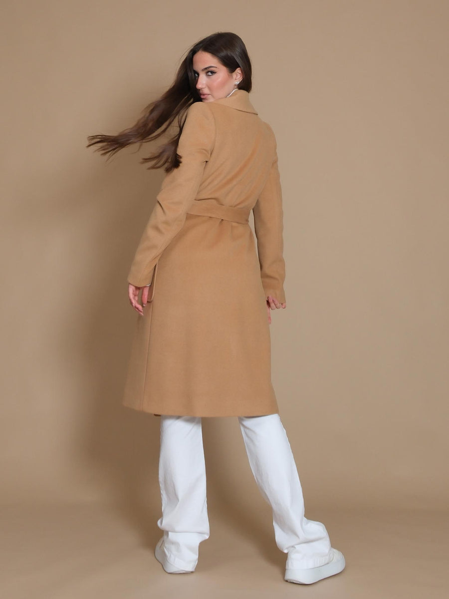 Cappotto Armoire a vestaglia con rever sciallato e tasconi cammello CP231 CAMMELLO Armoire 