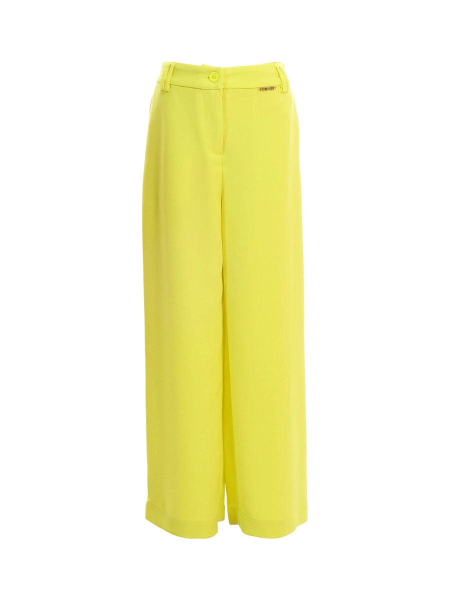 Pantalone Twinset giallo a palazzo con logo lettering in rilievo 251GJ2QN8 12124 Twinset 