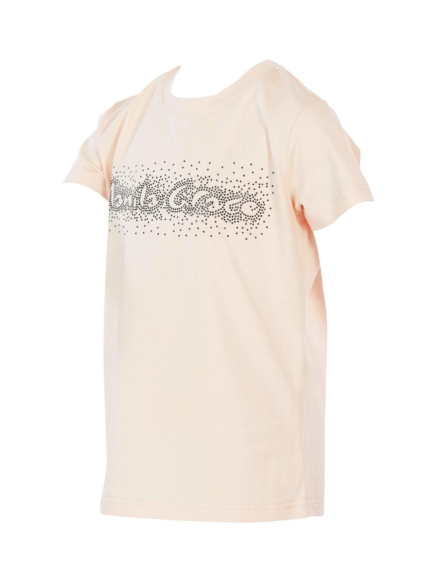 T-shirt rosa con logo e brillantini neri MG2752 ROSA Manila Grace 