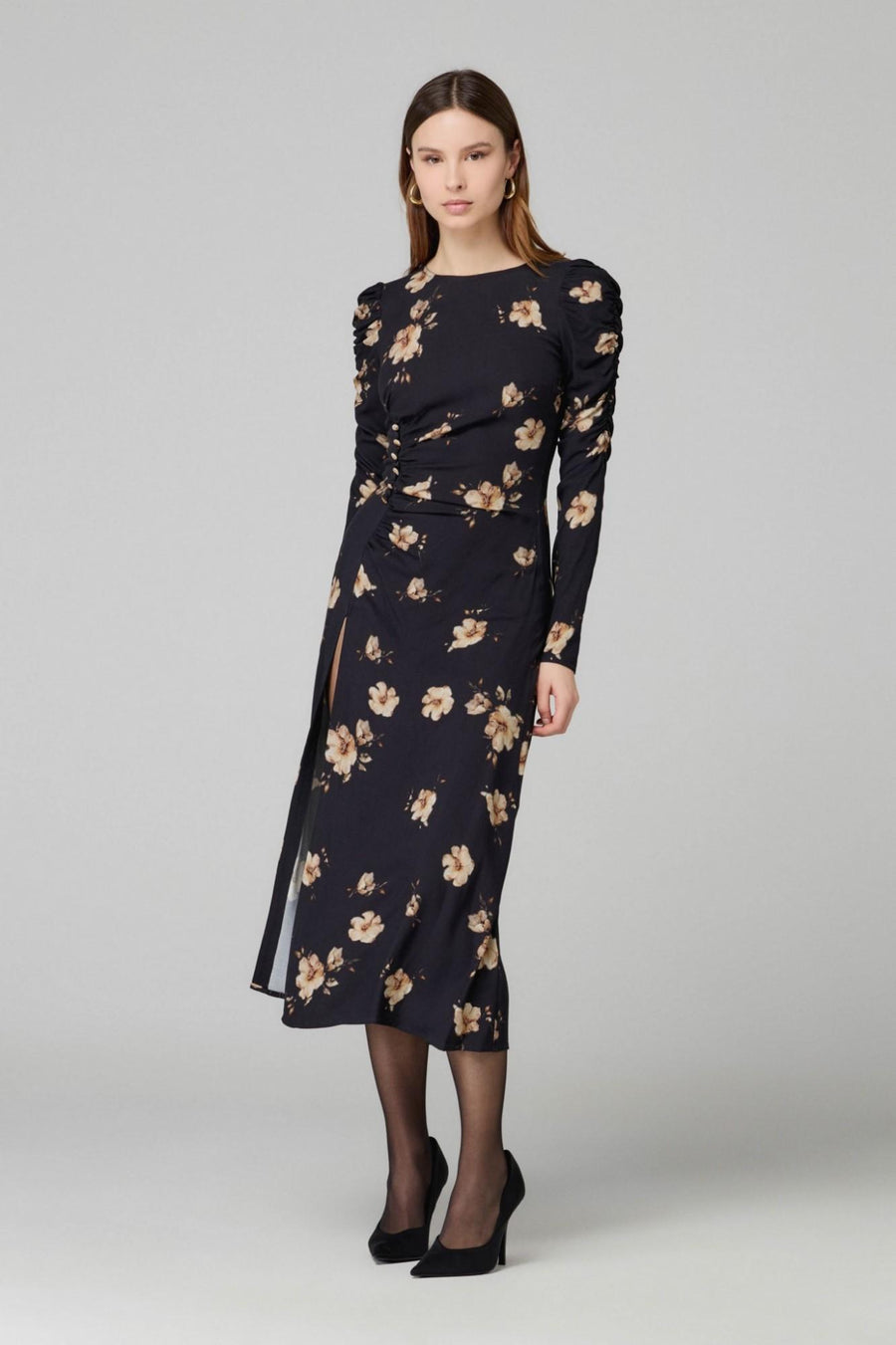 Abito lungo "Chloe" Mar De Margaritas nero con spacco frontale MMABW01290 NE108 Mar De Margaritas 