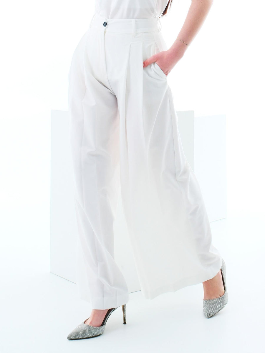 Pantalone a palazzo Vicolo bianca con pinces TD0161 NATURALE Vicolo 