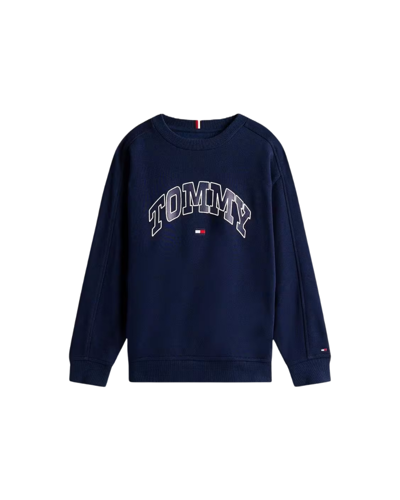 Felpa Tommy Hilfiger blu con stampa "tommy" frontale KB0KB09899T C1G Tommy Hilfiger 