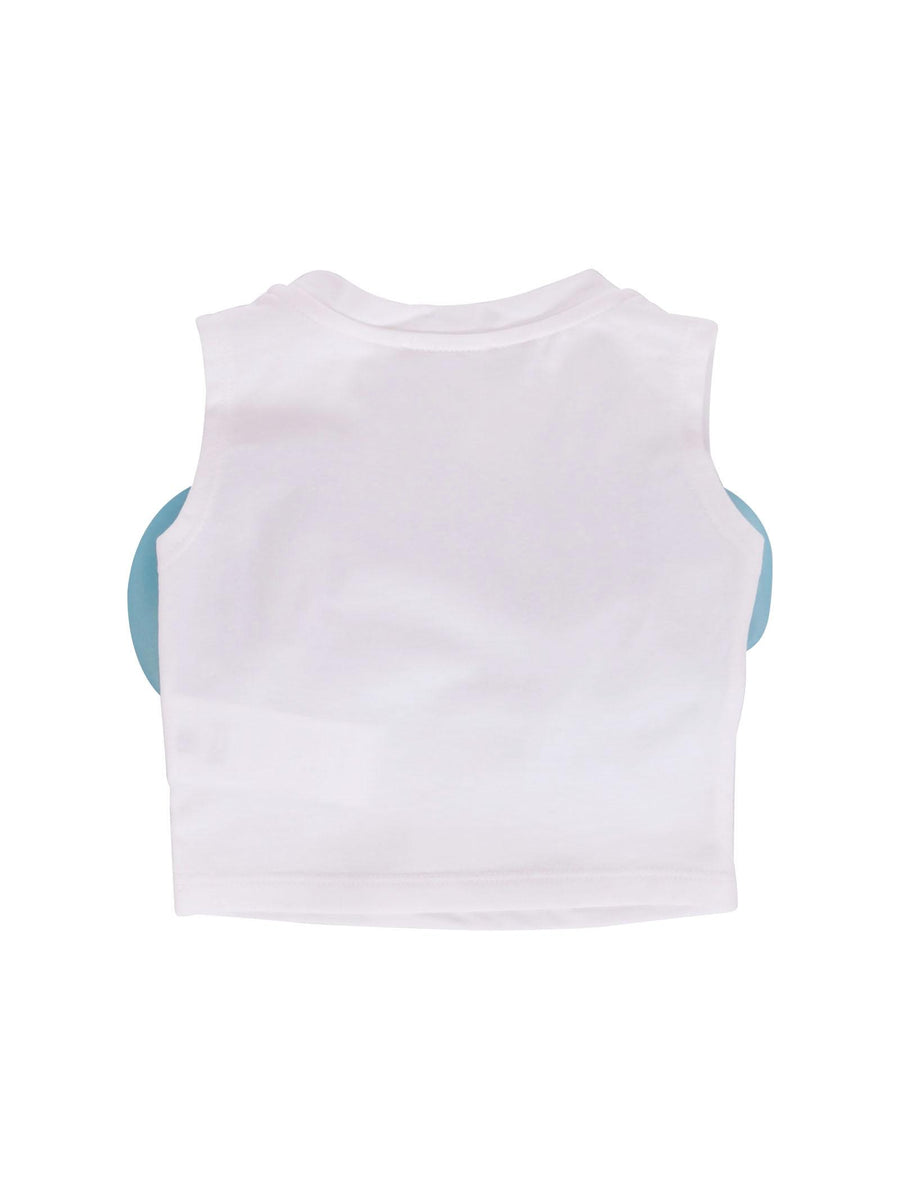 Top Miss Grant bianco con fiori in tulle verdi MG1261 SEPE Miss Grant 