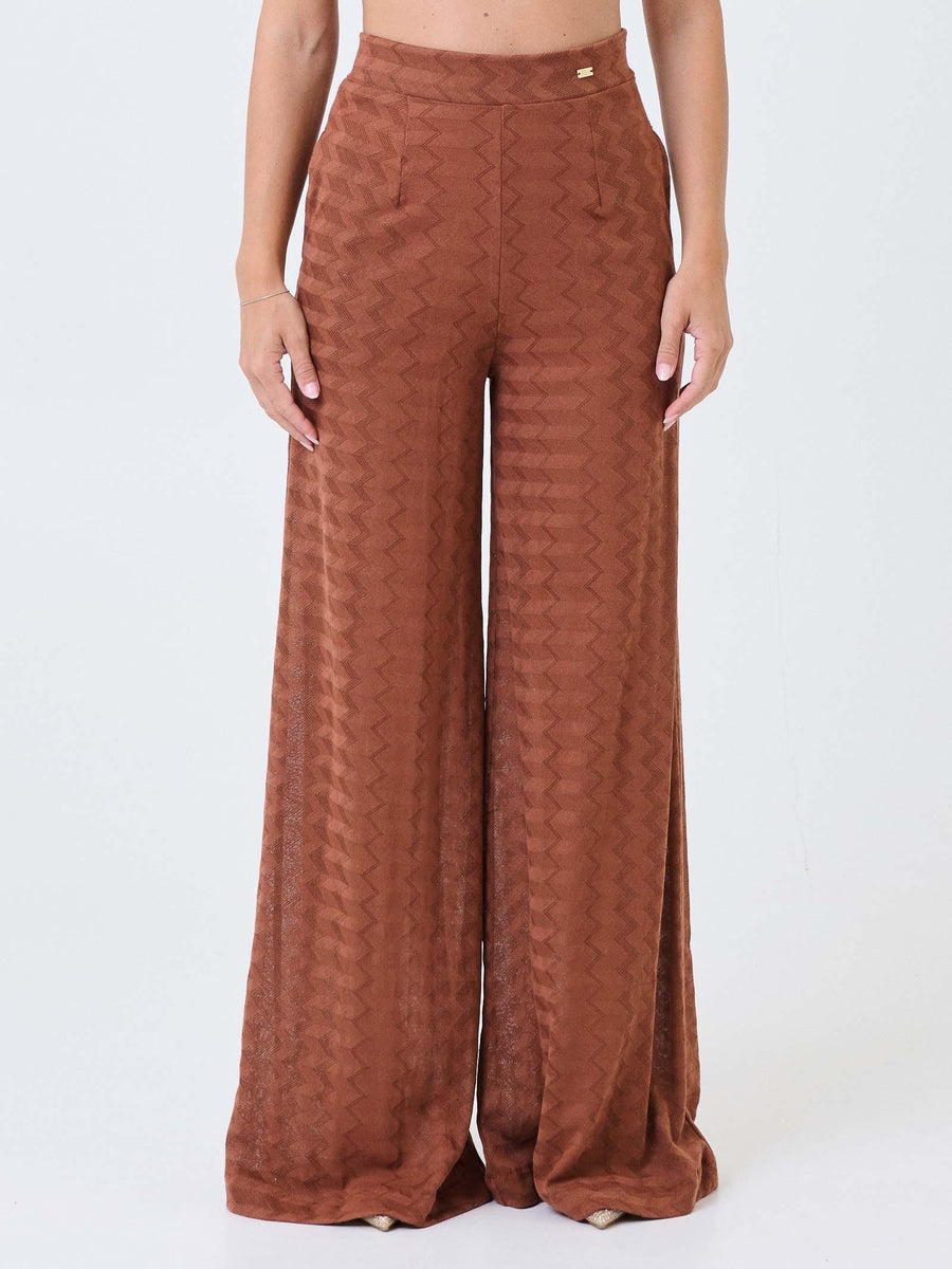 Pantalone a palazzo Pho Firenze ruggine in jacquard zig-zag 5424019 SIERRA PHO FIRENZE 