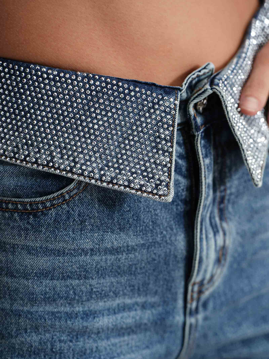 Jeans "Ori" TwentyFourhaitch grigio e blu con microstrass ORI BLU TwentyFourhaitch 