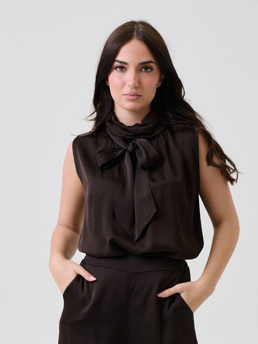 Top a collo alto Armoire marrone scuro con fusciacca F8718T05Q MOKA Armoire 