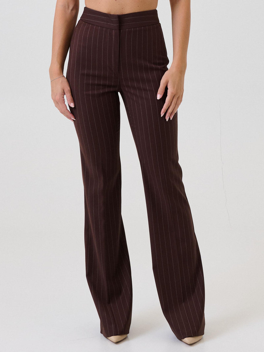 Pantalone flare Silence Limited marrone a righe NP2003G BROWN Silence Limited 