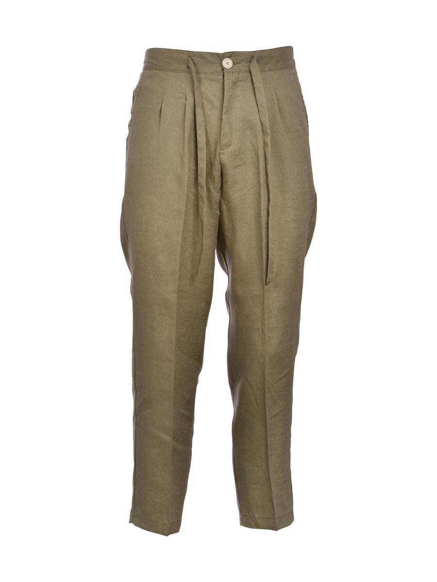 Pantalone verde militare in lino AD7560T1730 32 Alessandro Dell'Acqua 