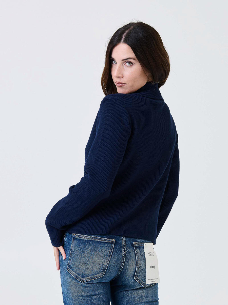 Cardigan doppiopetto Kontatto blu con bottoni gioiello 3M0939C BLU kontatto 