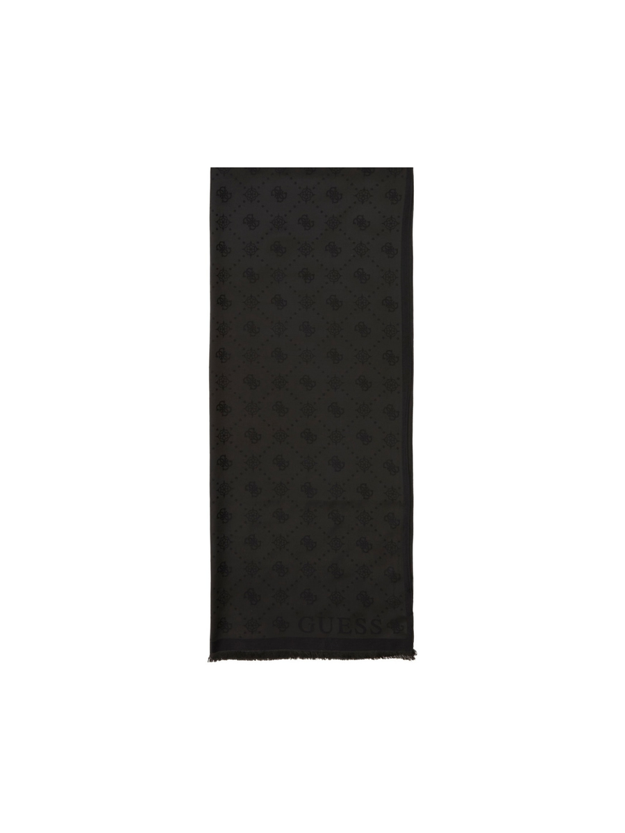 Sciarpa Guess nera con logo all over tono su tono e finitura satinata AW5359POL03 BLA Guess 