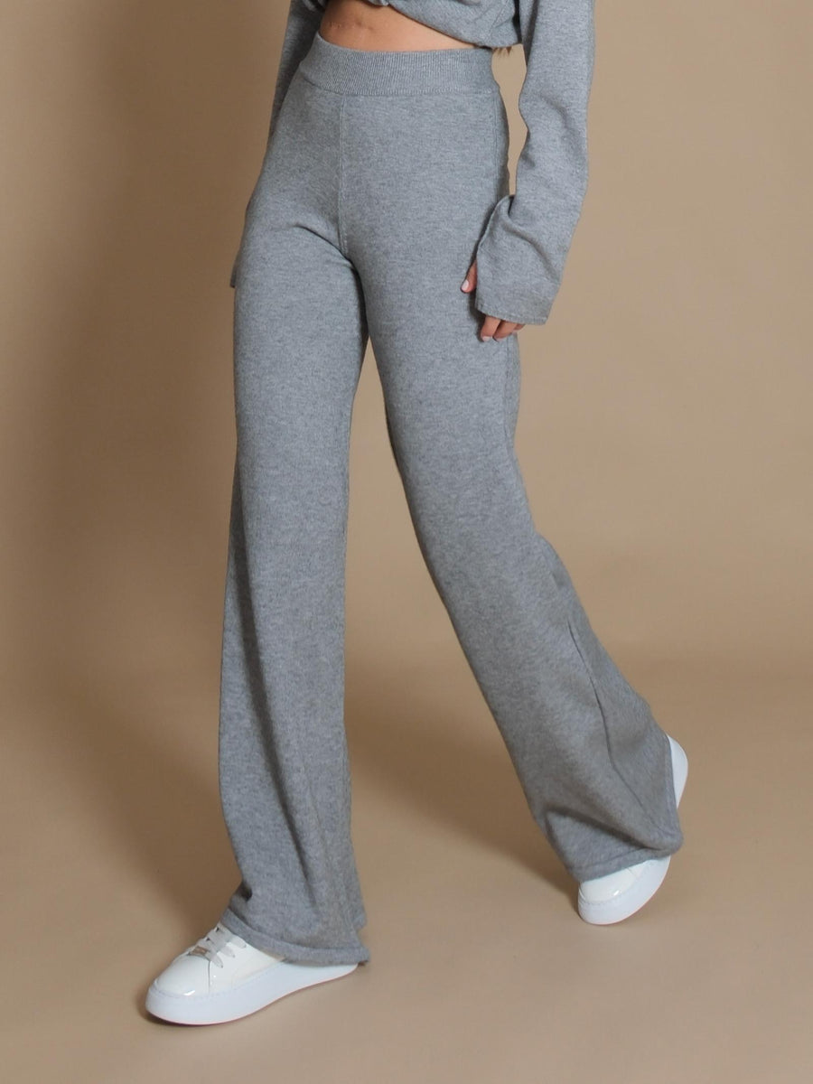 Pantaloni Hinnominate grigi a palazzo realizzati in maglia HMABW01176 GRIGIO MELANGE Hinnominate 