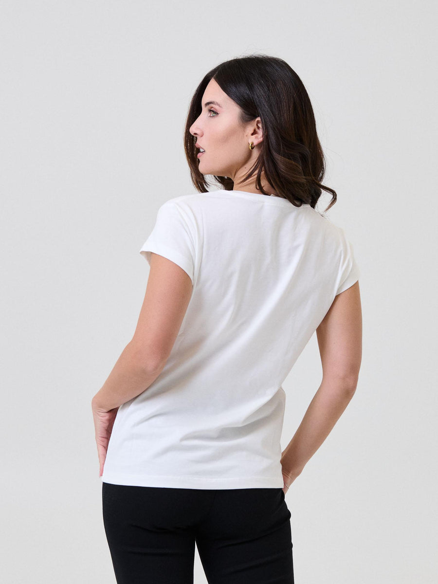 T-Shirt Vicolo bianca con stampa logo in animalier RF0437 UNI Vicolo 