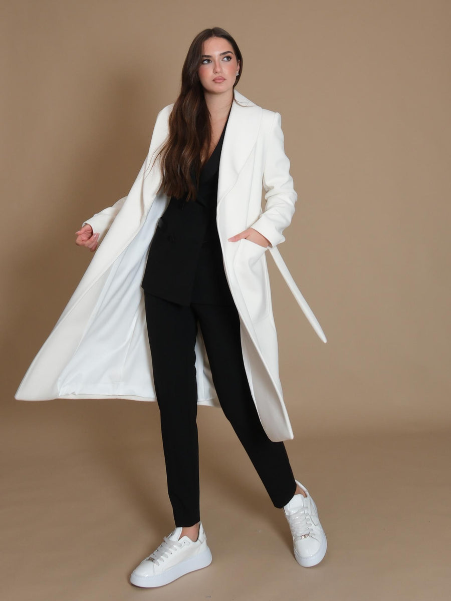 Cappotto Armoire a vestaglia con rever sciallato e tasconi panna CP231 PANNA Armoire 