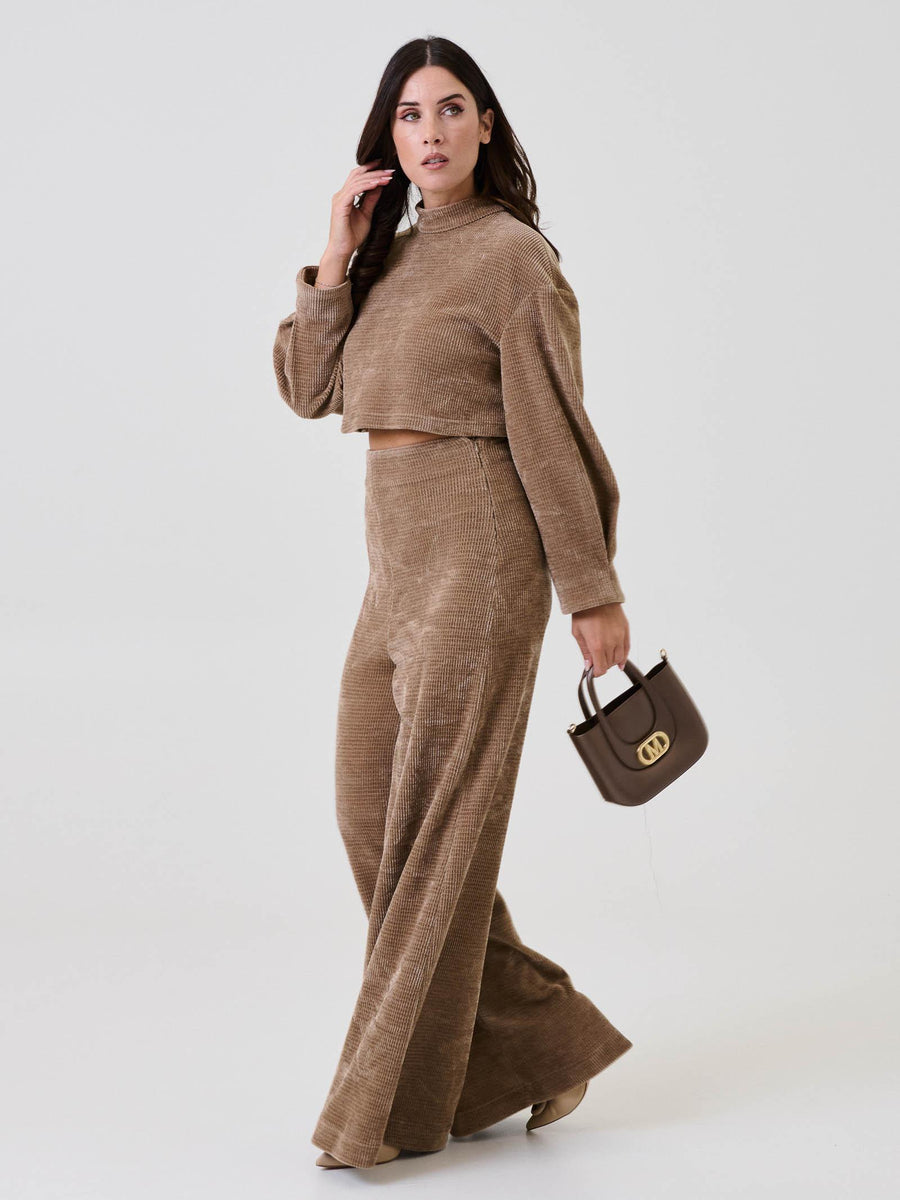 Pantalone flare Bohemian Vì taupe in velluto BHPA004 TAUPE Bohemian V 