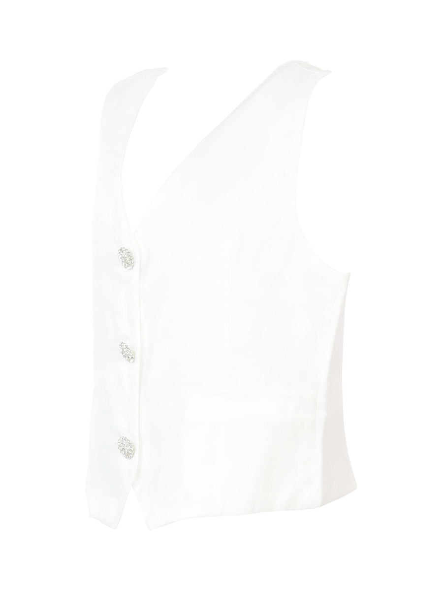 Gilet bianco panna con bottoni gioiello MG2658 BIANCO Manila Grace 