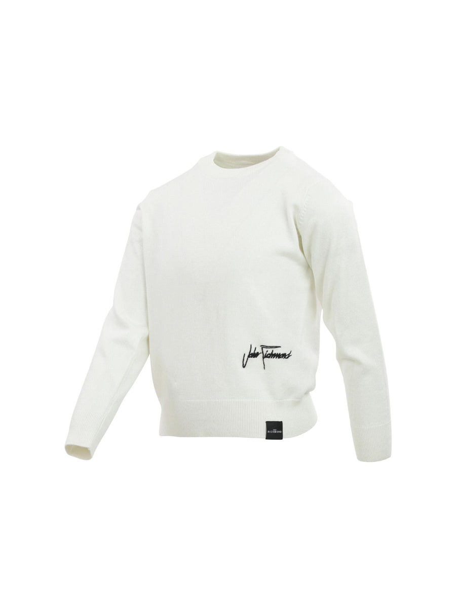 Maglioncino John Richmond bianco logo ricamato RBA24066MA WHI John Richmond 