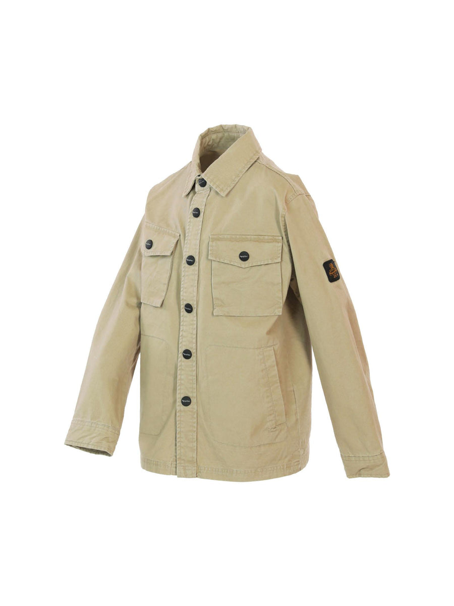 Camicia beige in cotone con bottoni logati neri RW430 BEIGE Refrigiwear 