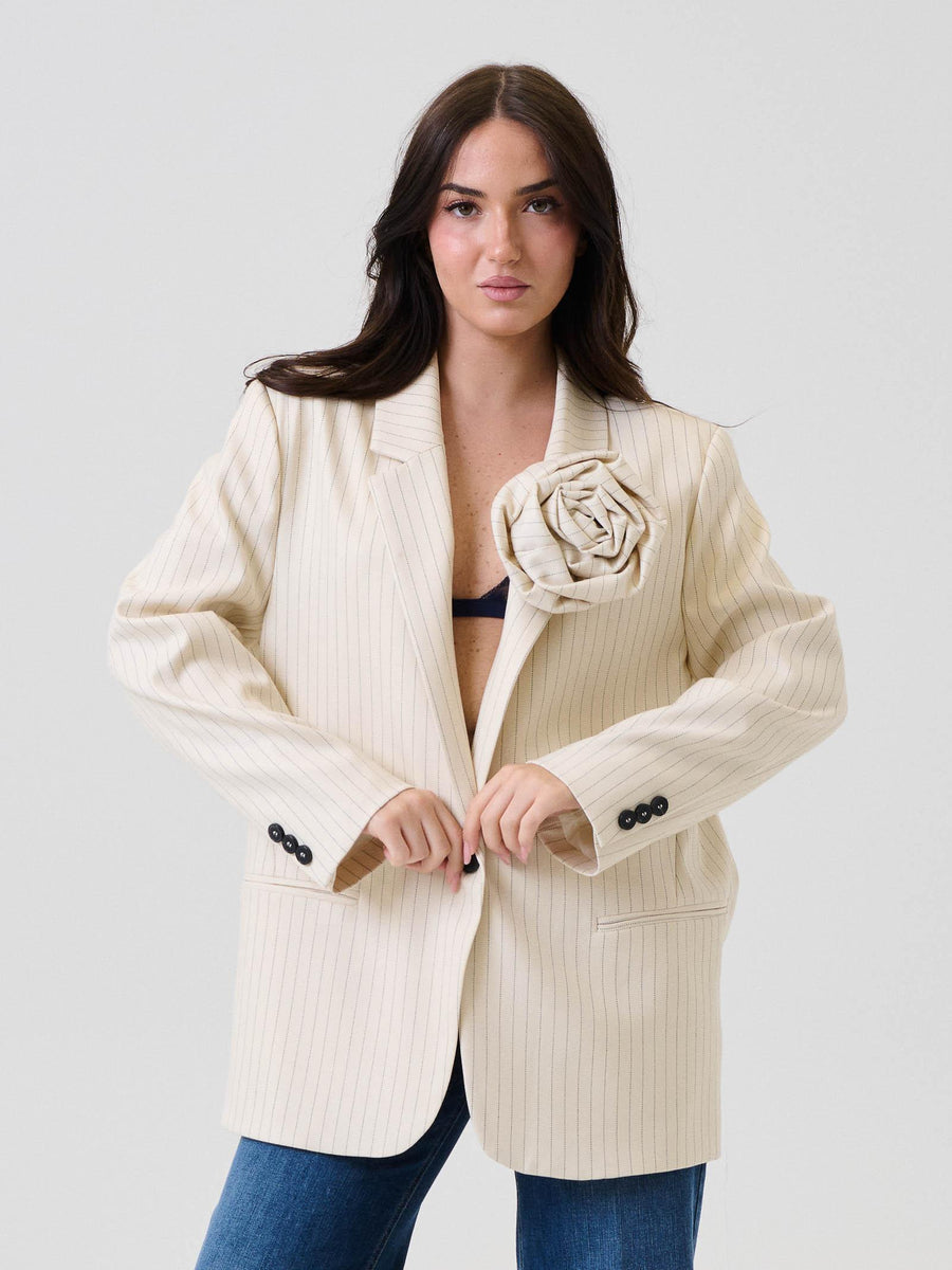 Blazer con impunture Vicolo panna con maxi fiocco removibile TF0885 PANNA Vicolo 
