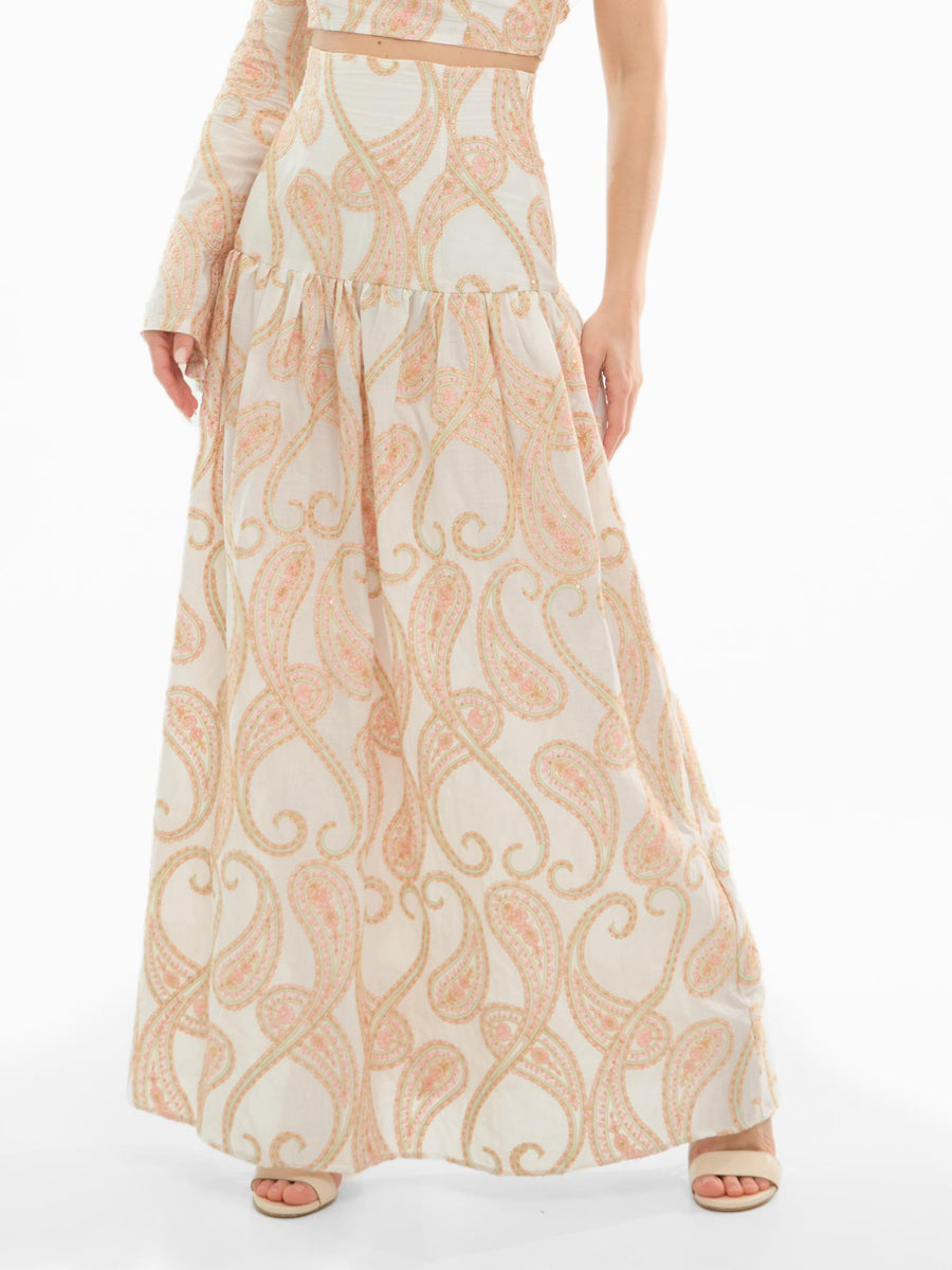 Gonna lunga Bohemian Vì bianca con dettagli ricamati GO183 UNI Bohemian V 