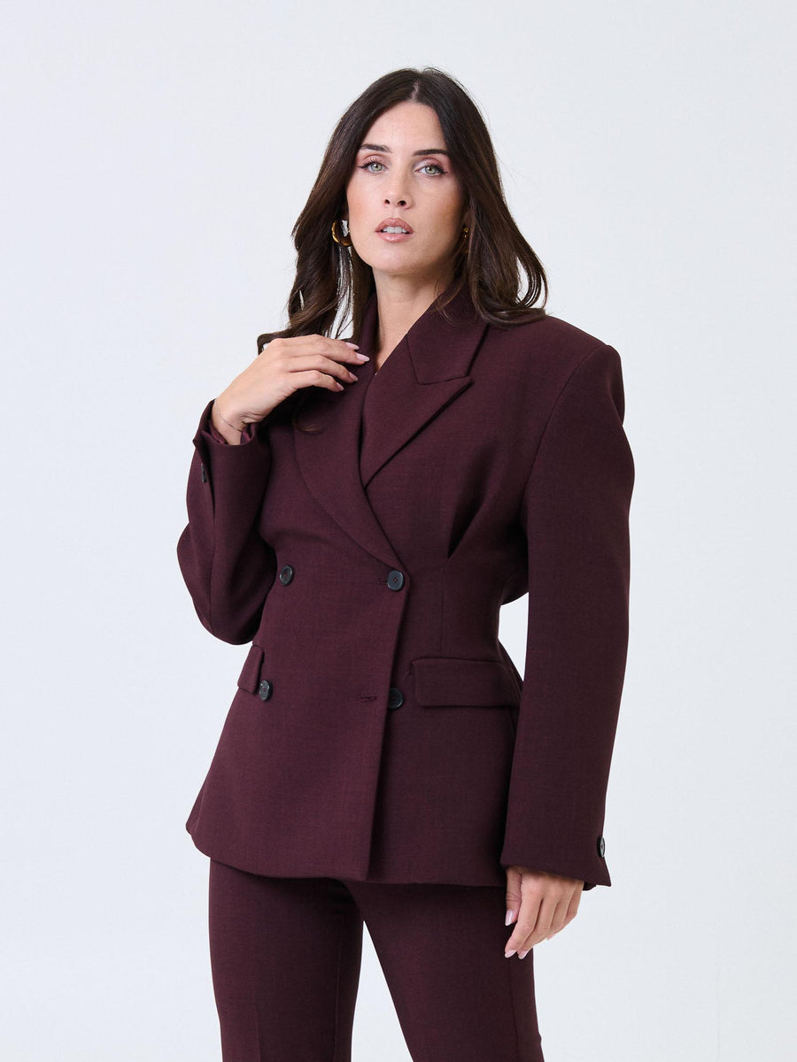 Blazer Vicolo bordeuax stretto in vita e retro con balze TF0445 BORDEAUX Vicolo 