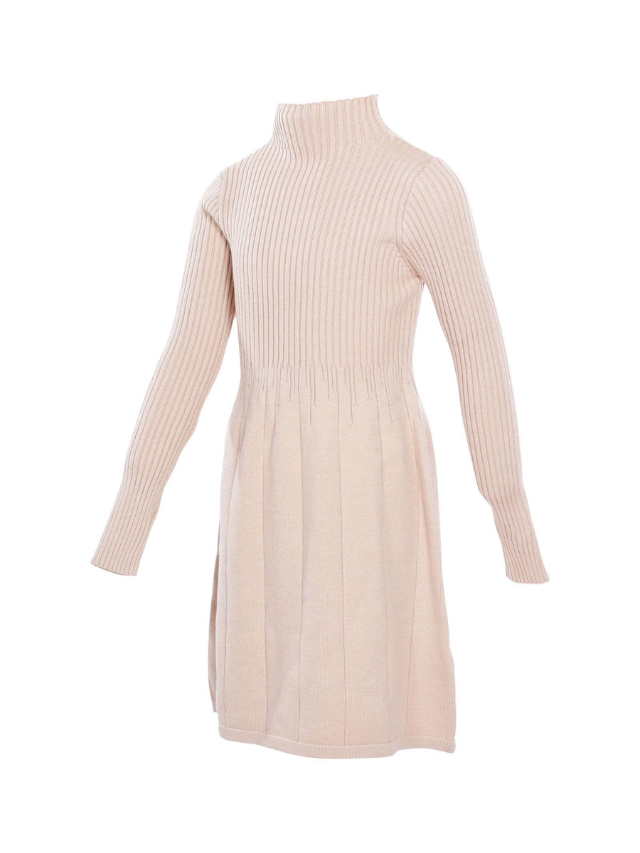 Abito bambina Manila Grace a coste beige mezzocollo MFJF24A069 BEIGE Manila Grace 