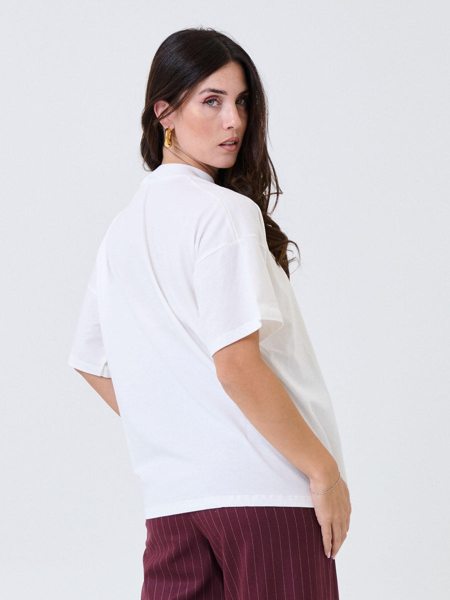 T-Shirt oversize Vicolo bianca con logo "vlc" RF0198 PANNA Vicolo 