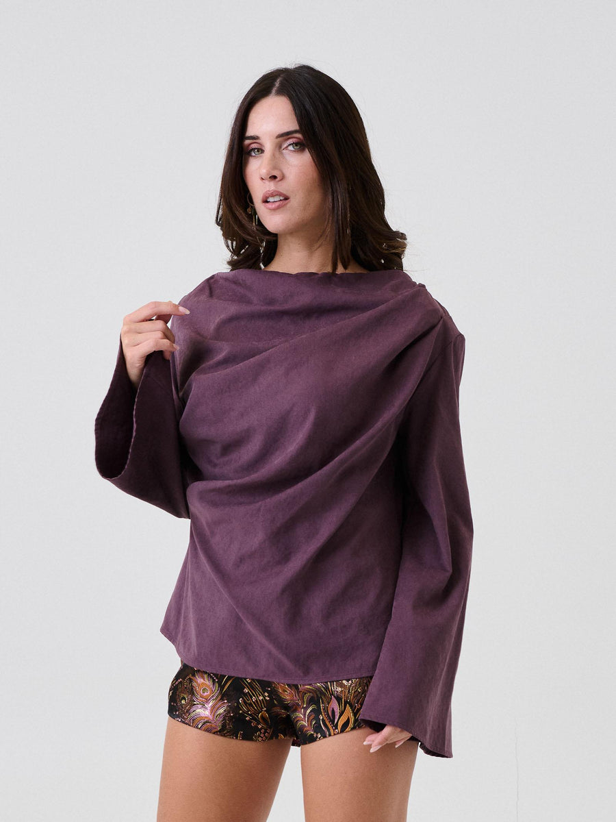 Maglia con scollo a cascata Bohemian Vì viola CA278 WINE Bohemian V 