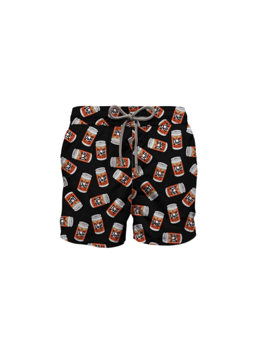 Costume Saint Barth nero con stampa lattine duff GUS0001 00760F MC2 SAINT BARTH 