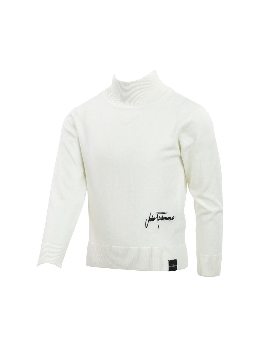 Maglioncino John Richmond bianco mezzo collo logo ricamato RBA24101LU WHI John Richmond 