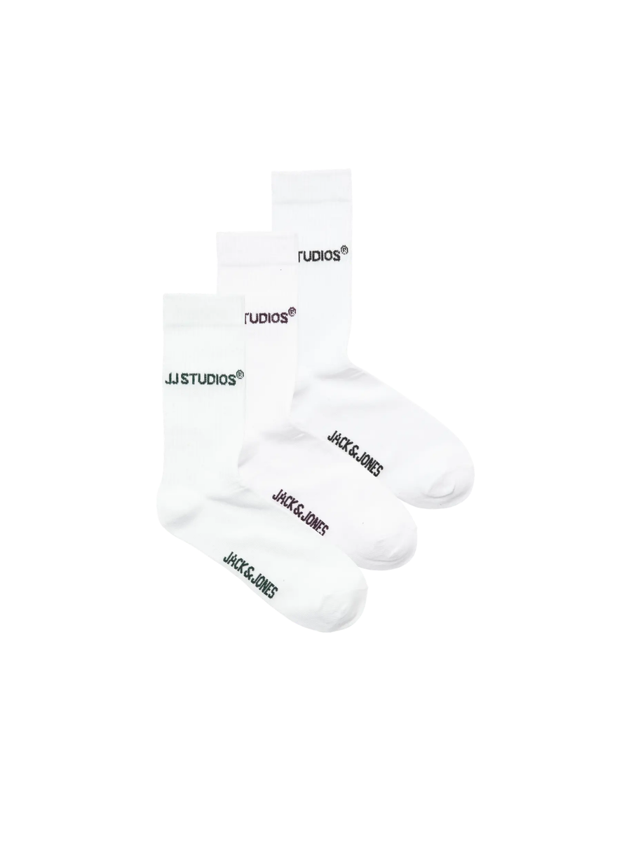 Set Calzini Jack & Jones bianco con stampa "JJ Studios" 12280165 WHT/DUFF/BLK Jack & Jones 