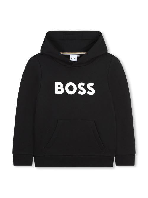 Felpa Boss nera con cappuccio e tasca a marsupio J51187 09B Boss 