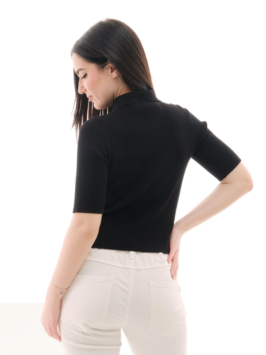 Polo slim Vicolo nera con bottoncini 22090D NE Vicolo 