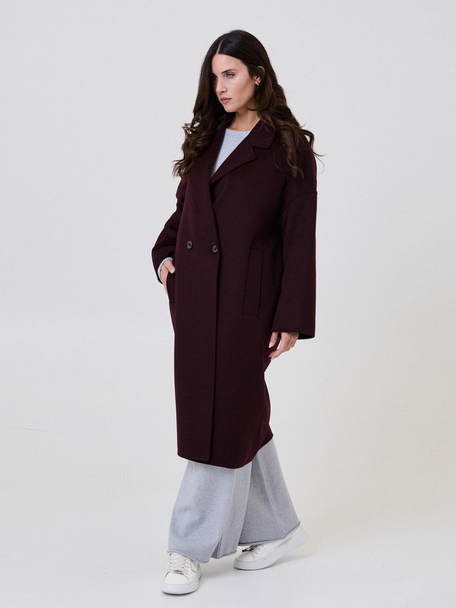 Cappotto lungo Vicolo bordeaux doppiopetto TF0003 FU42 Vicolo 